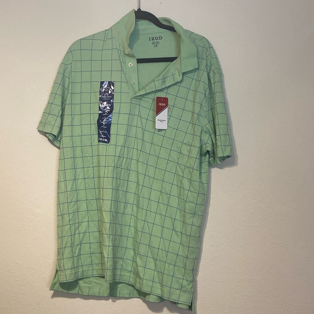 IDOZ Green Square Pattern Polo
